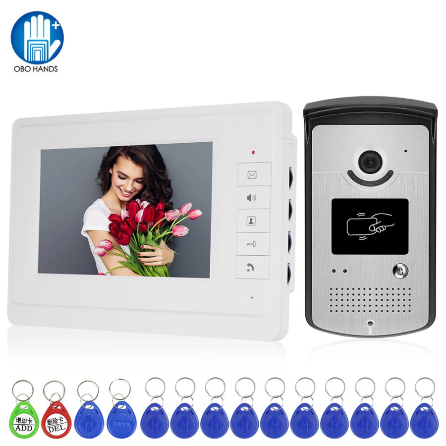 Uy RFID video interkom tizimi simli video interkom eshik telefoni suv oʻtkazmaydigan IR kamera Kvartiraga kirishni boshqarish uchun ikki tomonlama ovoz