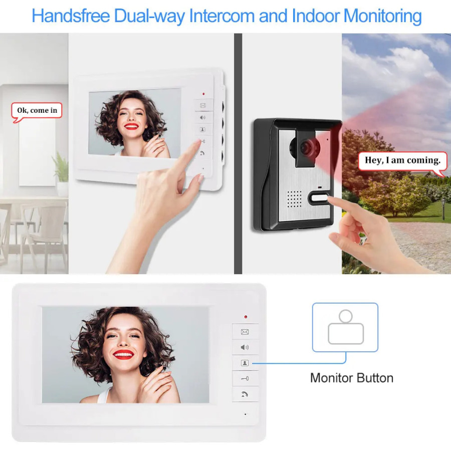 Uy RFID video interkom tizimi simli video interkom eshik telefoni suv oʻtkazmaydigan IR kamera Kvartiraga kirishni boshqarish uchun ikki tomonlama ovoz