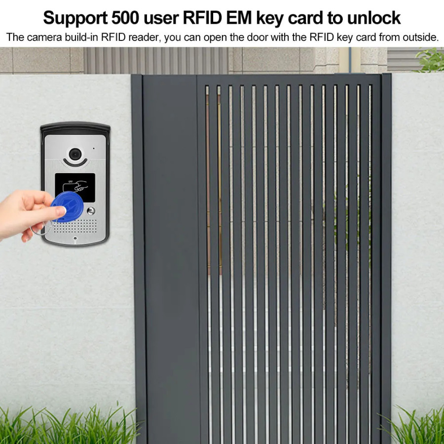 Uy RFID video interkom tizimi simli video interkom eshik telefoni suv oʻtkazmaydigan IR kamera Kvartiraga kirishni boshqarish uchun ikki tomonlama ovoz