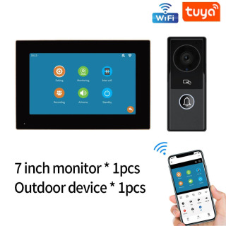 7/10 dyuymli video interkom 1080P kvartira eshik qoʻngʻirogʻi toʻplami 2 monitor uyi Wi-fi eshik telefoni xavfsizlik uy tizimi kartasini qulfdan chiqarish Желтый