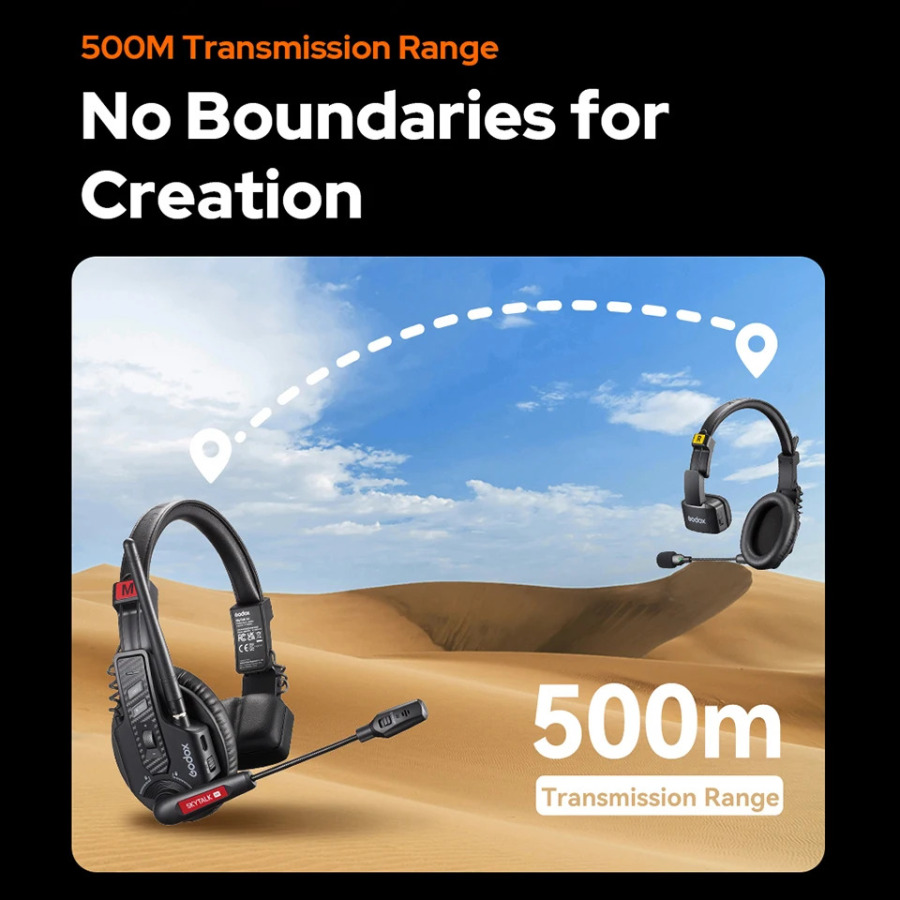 Godox SkyTalk Air 2,4 ГГц Беспроводная система внутренней связи 500 мм для групповой связи с бесшумным дизайном для киноэлег