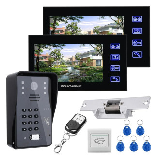 7 dyuymli LCD video interkom interkom RFID eshikdan kirishni boshqarish toʻplami tashqi kamera elektr qulfi + simsiz masofadan boshqarish pulti зеленый