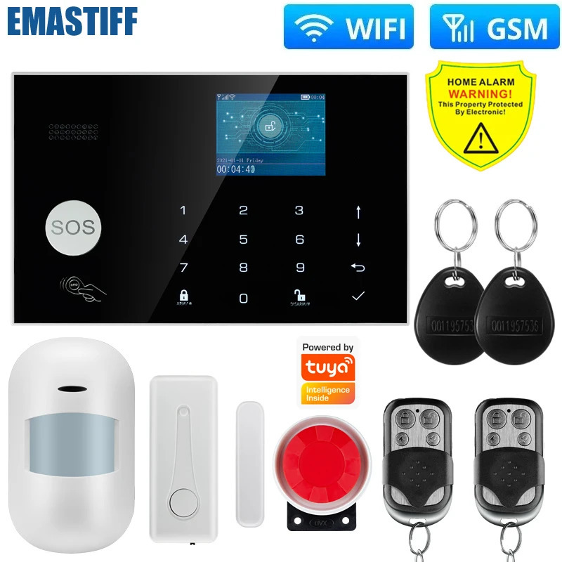Smart signal tizimi uy uchun Smart Life: WIFI GSM xavfsizlik signalizatsiya markazi, harakat va eshikni ochish datchiklari 433 MGts, tutun/yongʻin datchiklari
