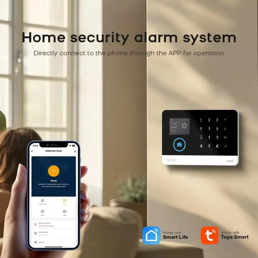 GSM Wi-Fi xavfsizlik signali Alexa Tuya Smart Life uy avtomatlashtirilgan eshik sensori yongʻin tutun signalizatsiyasi xavfsizlik tizimi toʻplami