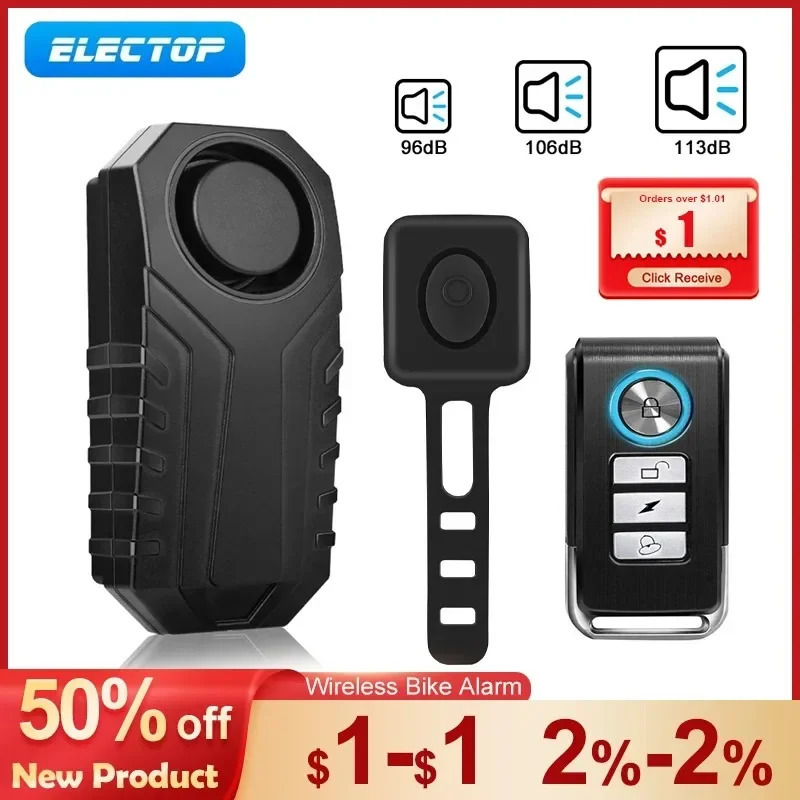ELECTOP велосипедная сигнализация с дистанционным управлением, водостойкая электрическая сигнализация для мотоцикла, скутера, велосипеда, беспроводная охранная сигнализация с датчиком вибрации и движения