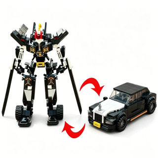 2-in-1 qurilish toʻplami: Bolalar va kattalar uchun Mech Robot Puzzle modeliga aylantiriladigan poyga avtomobili ijodiy gʻishtli sovgʻa