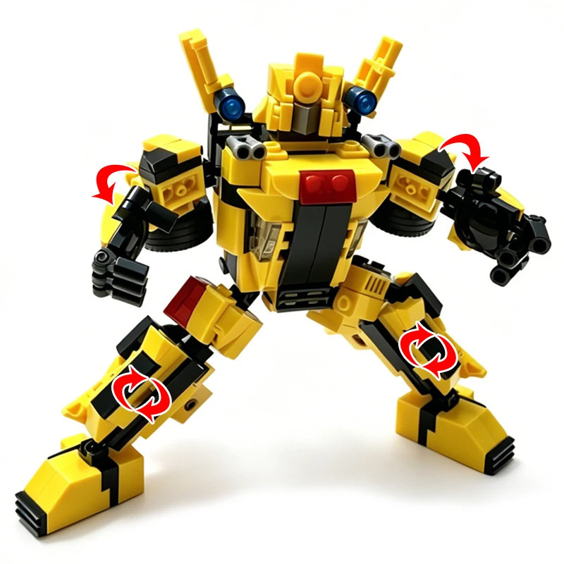 2-in-1 qurilish toʻplami: Bolalar va kattalar uchun Mech Robot Puzzle modeliga aylantiriladigan poyga avtomobili ijodiy gʻishtli sovgʻa
