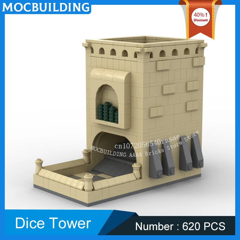 Конструктор MOC: Модель башни в тематической игровой сцене, архитектурные игрушки в стиле городского пейзажа, кирпичики для самостоятельной сборки, креативный подарок