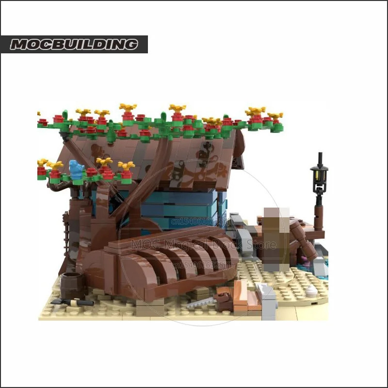 Кабина лодки MOC, строительные блоки, замок, архитектура, технология, кирпичи, сделай сам, сборка, дисплей, модель, игрушки, рождественские подарки