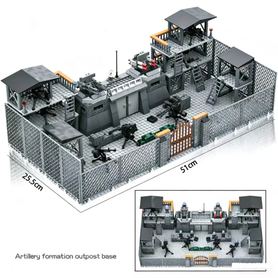 DIY WW2 Battlefield Bunker Bricks WW2 Военная военная конструкция Совместимая фигурка Строительный блок Игрушки для детей Друзья Подарок