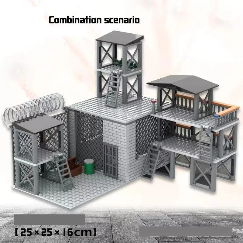 DIY WW2 Battlefield Bunker Bricks WW2 Военная военная конструкция Совместимая фигурка Строительный блок Игрушки для детей Друзья Подарок