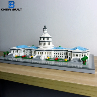 KNEW BUILT Capitol Building Oq uy mikro qurilish bloklari AQSH mini arxitektura oʻyinchoqlari kattalar bolalar uchun qurilish gʻishtlari