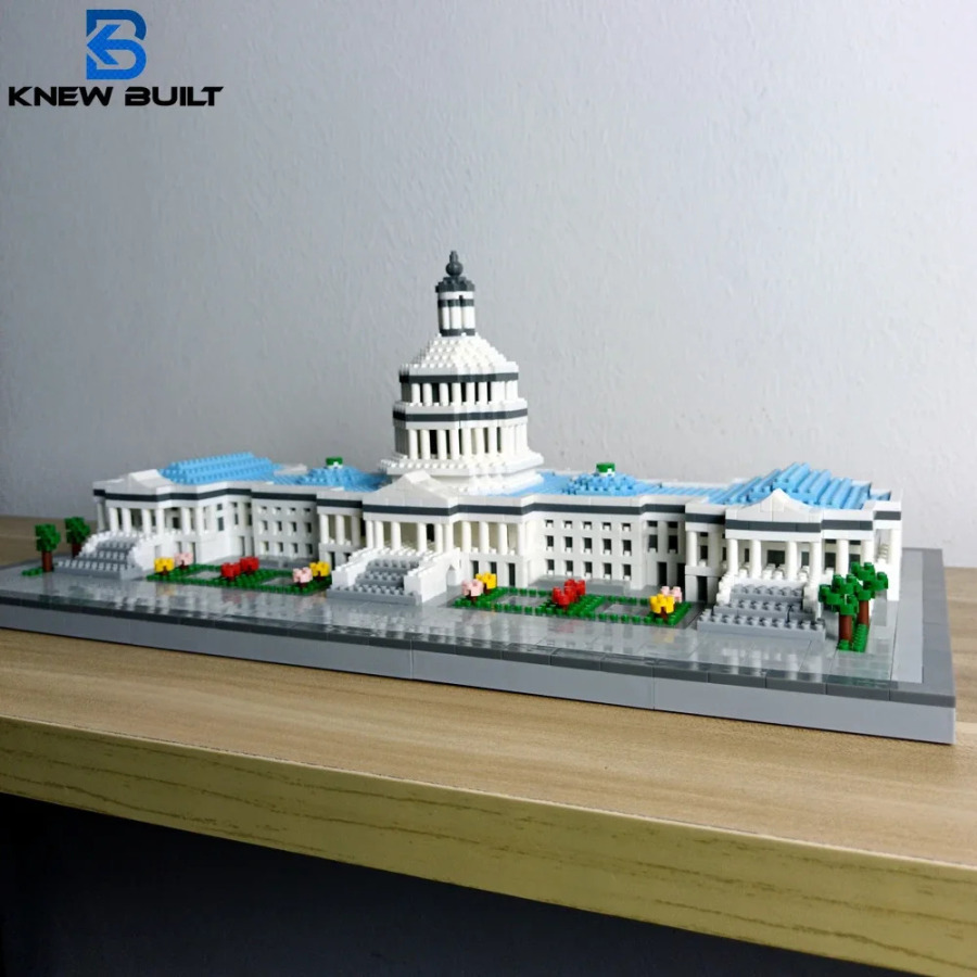 KNEW BUILT Capitol Building Oq uy mikro qurilish bloklari AQSH mini arxitektura oʻyinchoqlari kattalar bolalar uchun qurilish gʻishtlari