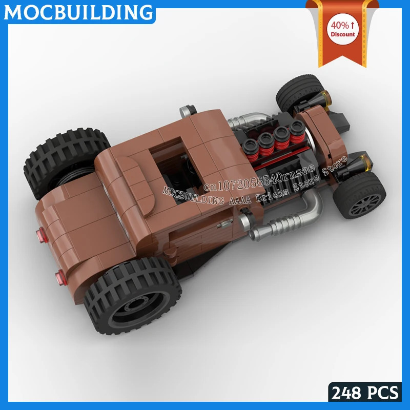 Конструктор MOC: Классический городской автомобиль 1920-х годов, модель Rat Car, DIY-набор для сборки, креативные гоночные игрушки, коллекционные подарки для демонстрации
