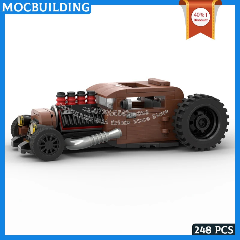 Конструктор MOC: Классический городской автомобиль 1920-х годов, модель Rat Car, DIY-набор для сборки, креативные гоночные игрушки, коллекционные подарки для демонстрации
