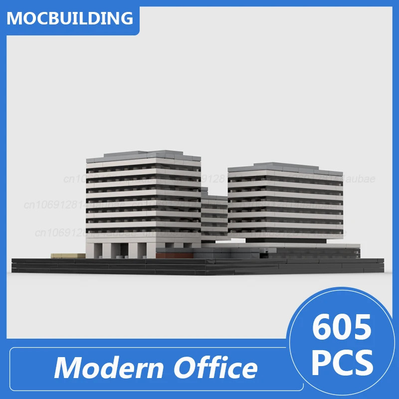 Современные офисные здания Moc Blocks Diy Сборка кирпичей Архитектурная модель Дисплей Креативные развивающие рождественские игрушки Подарки 605 шт.