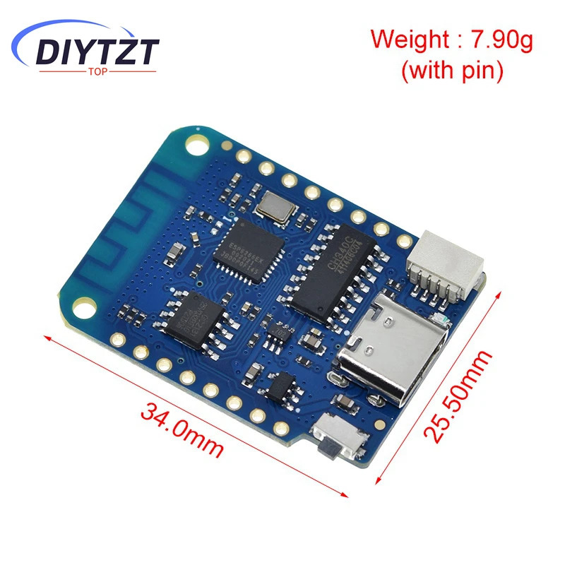 DIYTZT WEMOS D1 Mini V4.0.0 TYPE-C USB WIFI Плата Интернета вещей на базе ESP8266 4 МБ MicroPython Nodemcu Arduino Совместимость