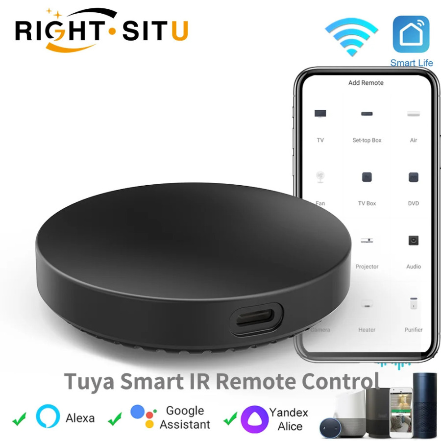 Tuya WiFi ИК-пульт дистанционного управления Smart Life Товары для дома с датчиком температуры и влажности работает с Google Home Assistant Alexa