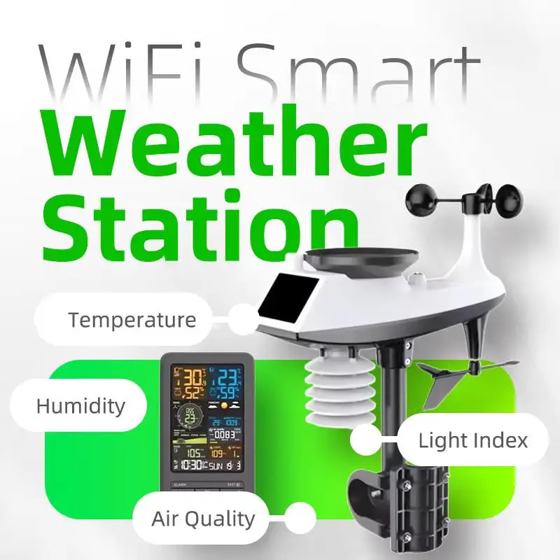 Умная Метеостанция С Wi-Fi, Цифровой Термометр Для Умного Дома С Индикатором Температуры, Влажности, Даты