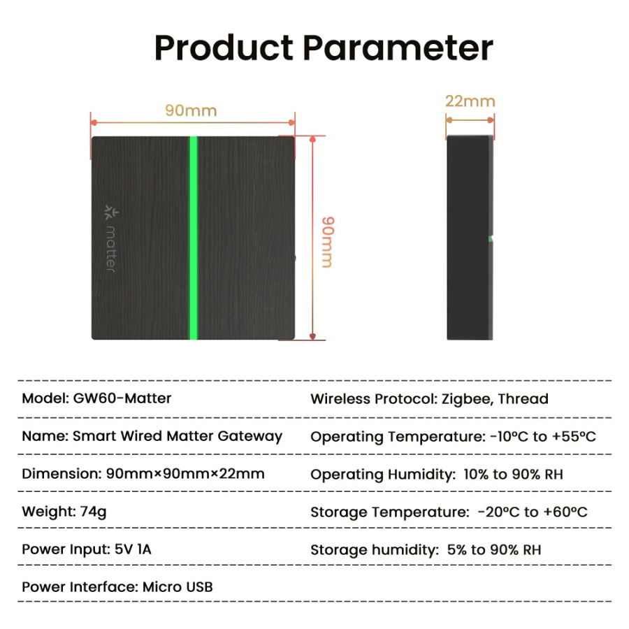AVATTO Matter Smart Gateway Hub ZigBee: Simli Smart Home Bridge Controller Tuya, HomeKit, Google Home, Alexa bilan mos keladi.