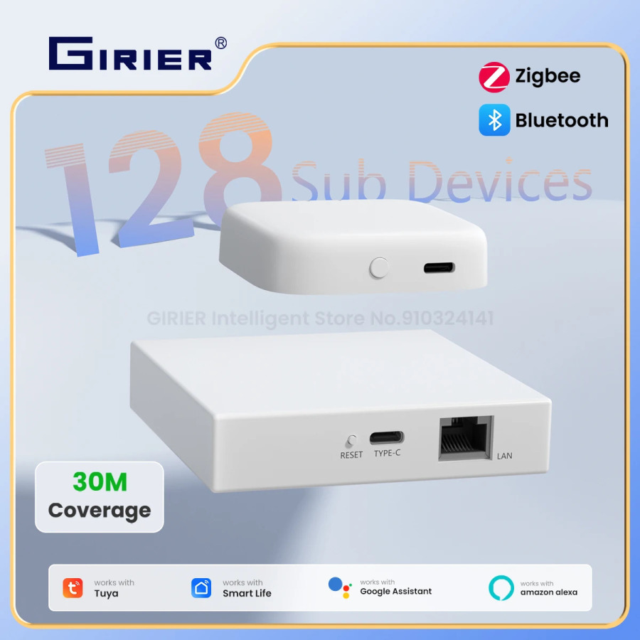 GIRIER Tuya ZigBee проводной/беспроводной шлюз-хаб Smart Bridge для системы домашней автоматизации, поддерживает до 128 устройств, работает с Alexa