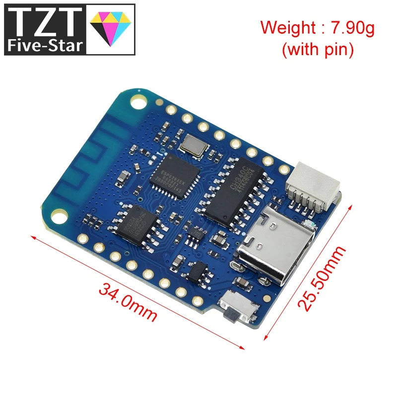 GREATZT D1 Mini V4.0.0 - ESP8266 4MB asosidagi WEMOS WIFI Internet-narsalar platasi MicroPython, Nodemcu, Arduino bilan mos keladi