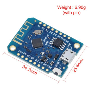 1/2/5 dona. Arduino Nodemcu V2 uchun ESP8266 CH340 4MB asosidagi Wemos D1 Mini V3.0.0 WIFI IoT ishlab chiqish platasi