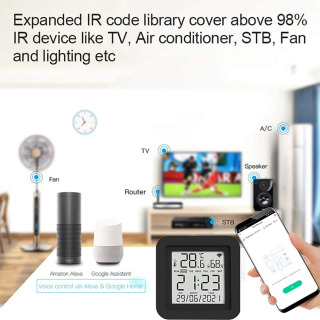 Tuya Wi-Fi Smart IR с датчиком температуры и влажности и дисплеем даты для кондиционера, телевизора, работает с Alexa, Google Home