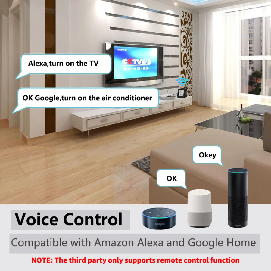 Tuya Wi-Fi Smart IR с датчиком температуры и влажности и дисплеем даты для кондиционера, телевизора, работает с Alexa, Google Home