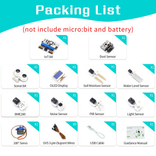 Комплект microbit ELECFREAKS Smart Science IoT, стартовый комплект microbit Sensor Data to The Cloud Internet с RTC (без Micro:bit)