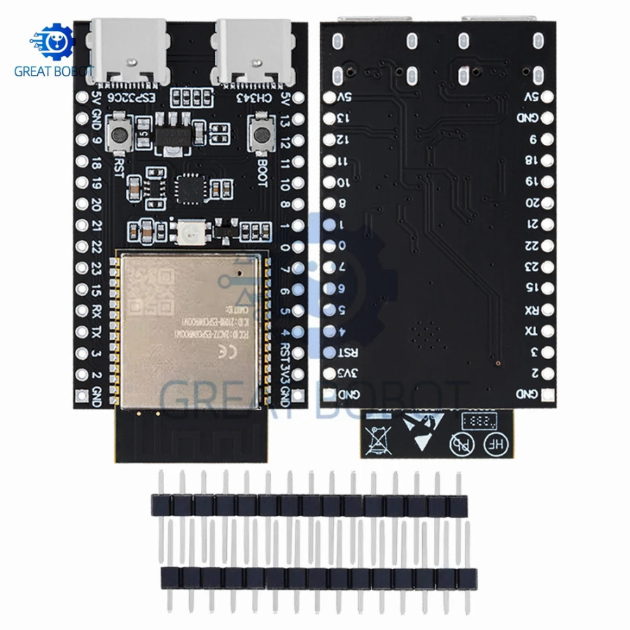 ESP32 / ESP32-C6 WiFi + Bluetooth Интернет вещей Двойная плата разработки Type-C Основная плата ESP32-C6-DevKit C N16R8