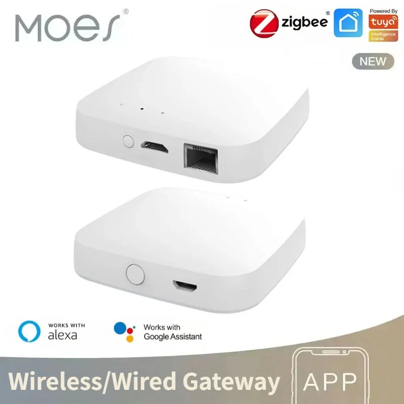 Умный хаб Moes Tuya ZigBee3.0, беспроводной/проводной шлюз-мост, дистанционное управление через приложение SmartLife, совместим с Alexa и Google Home Assistant