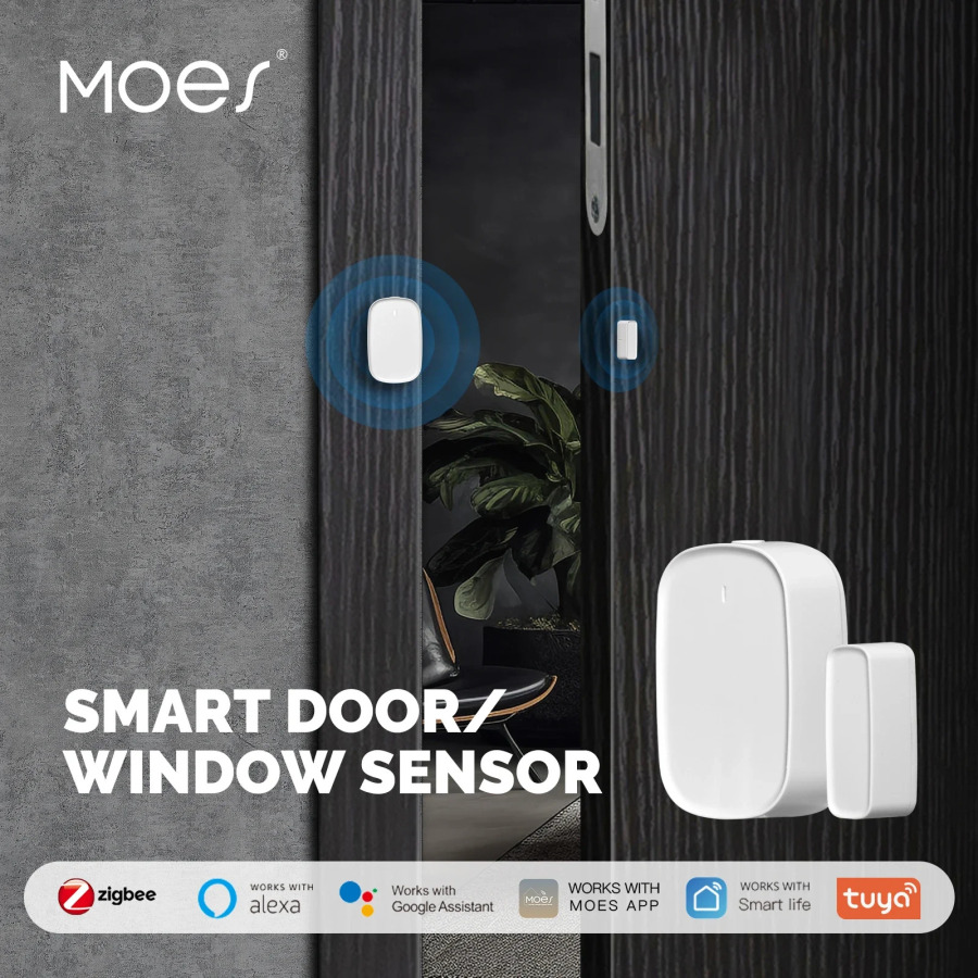 MOES ZigBee/WiFi aqlli eshik sensori, uyingizni Tuya ilovasi, deraza/eshikni aniqlash va aqlli hayot mosligi bilan himoya qiling