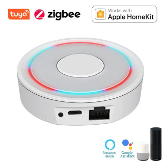 HomeKit ZigBee Gateway Hub Smart Home Wireless/Simed Bridge Tuya Smart Life Apple iPhone Siri Alexa Google Home bilan ishlaydi.