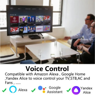 Tuya WiFi Smart IR masofadan boshqarish pulti Alexa bilan mos keluvchi TV DVD audio tizimi konditsioneri