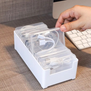 Clear Data Cable Organizer, 3/7/11 boʻlimlari, sizni tartibli, bardoshli, qayta foydalanish mumkin, ish stoli va uyda ishlatish uchun saqlaydi