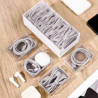 Clear Data Cable Organizer, 3/7/11 boʻlimlari, sizni tartibli, bardoshli, qayta foydalanish mumkin, ish stoli va uyda ishlatish uchun saqlaydi