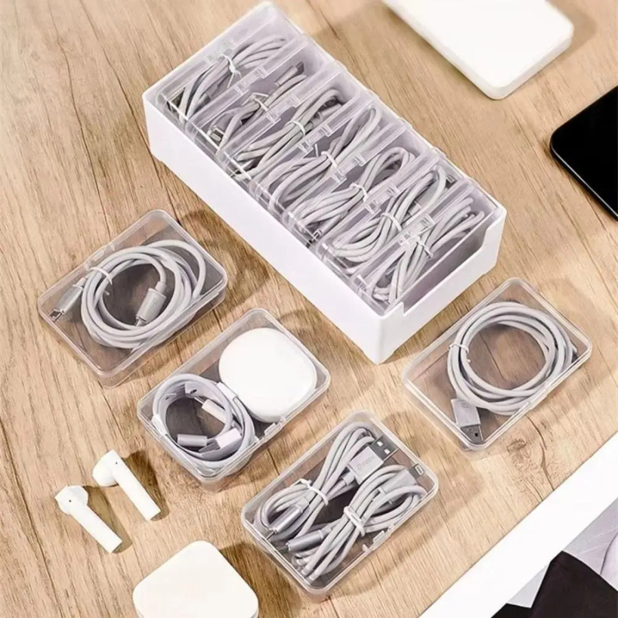 Clear Data Cable Organizer, 3/7/11 boʻlimlari, sizni tartibli, bardoshli, qayta foydalanish mumkin, ish stoli va uyda ishlatish uchun saqlaydi