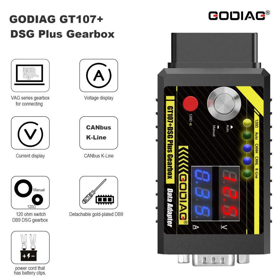 GODIAG ECU GPT Boot/G-V Кабель ЭБУ/Кабель коробки передач 7-в-1/Кабель коробки передач 9-в-1+GT107+ Адаптер данных коробки передач DSG Plus
