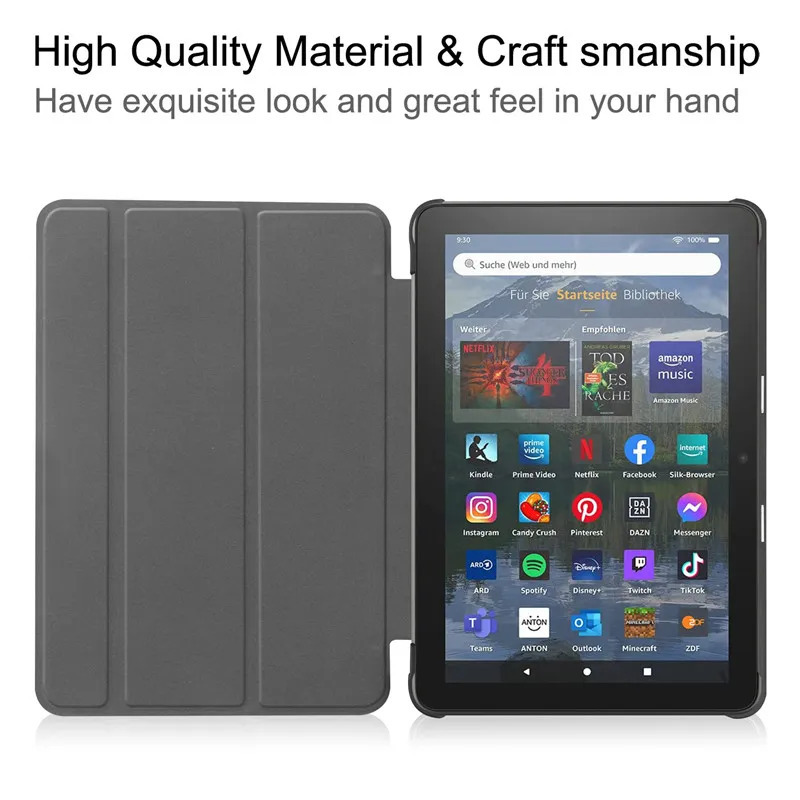 Чехол для Fire HD 8 2022 8 дюймов, тройной магнитный кожаный смарт-чехол для Amazon Fire HD 8 Case 2022 Fire HD8 Plus 2022 Чехол 12-го поколения