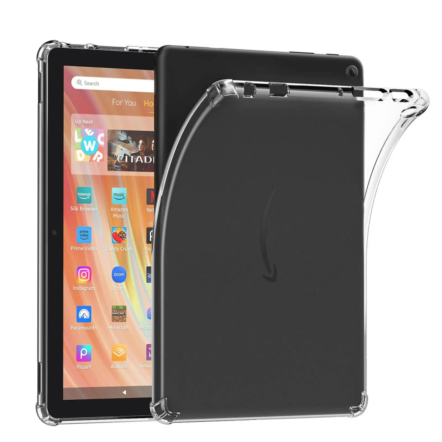 Amazon Fire HD 10 (13-avlod) 2023 uchun gʻilof 10,1 dyuymli ilgʻor havo yostigʻi tushishga qarshi moslashuvchan silikon zarbaga chidamli TPU planshet qopqogʻi