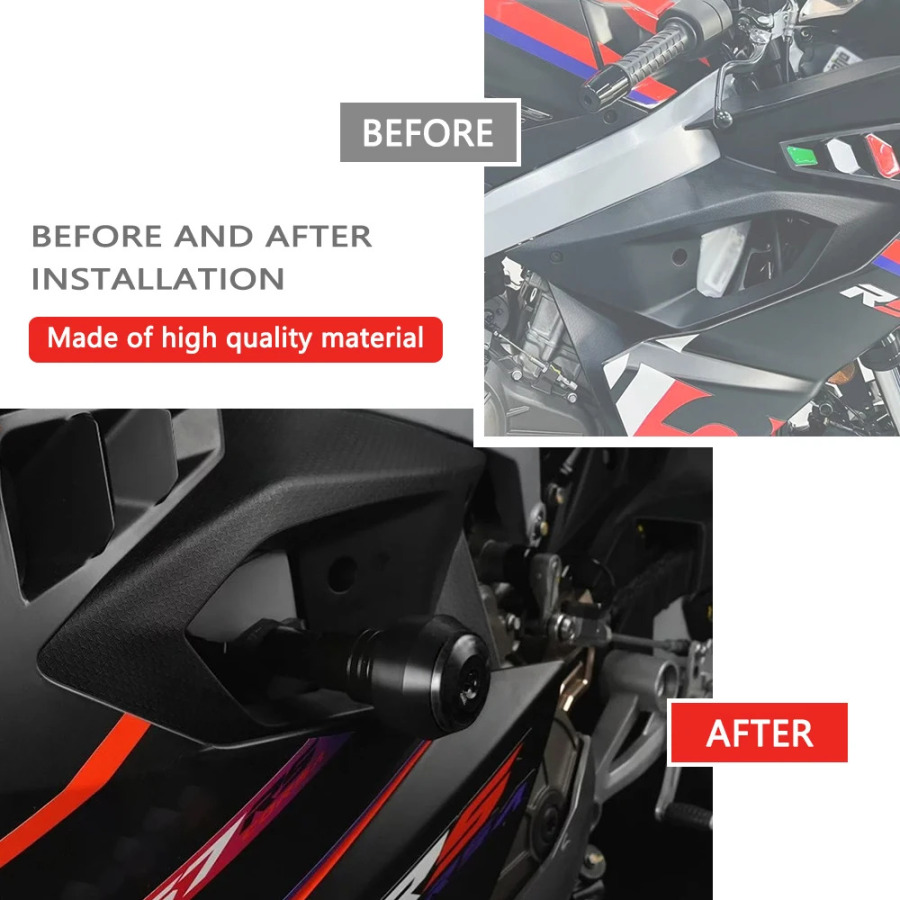 Aprilia RS457 2024, RS 457 2025 uchun: Dvigatel va ramkani himoya qilish uchun yangi slayderlar, zarbaga chidamli prokladkalar, parda himoyasi