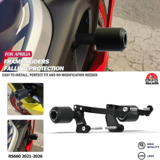 Aprilia RS660 2021-2026 mototsiklning tushishidan himoya qiluvchi dvigatel ramkasi slayderi qoʻriqchisi yon himoyasi uchun javob beradi