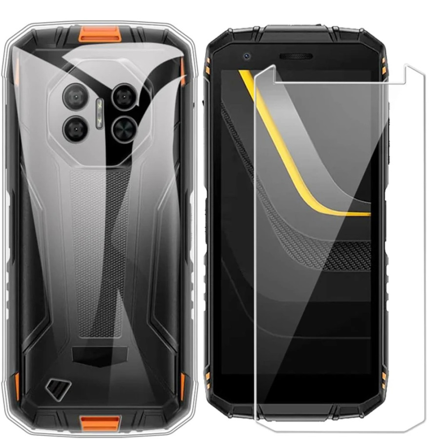 Doogee Fire 3 Pro/Fire 3 uchun Shisha + Silikon 2-in-1 korpusi Doogee Fire 3 uchun ultra temperli shisha ekran himoyachisi