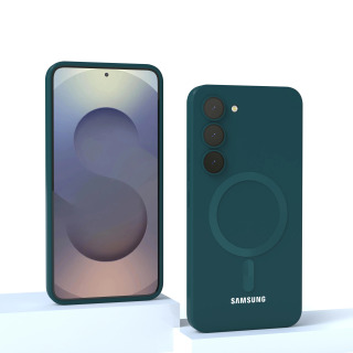 Magnit sumkasi uchun Samsung Galaxy S25 FE S24 S23 S22 S21 S20 FE Magsafe S25FE zarbaga chidamli toʻliq qopqoq suyuq silikon jeli зеленый ХОЛСТ