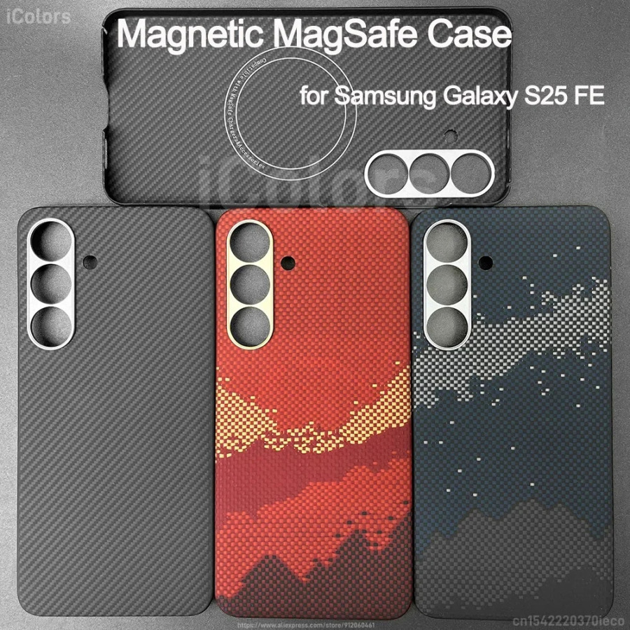 Магнитный чехол MagSafe для Samsung Galaxy S25 FE, арамидный чехол из углеродного волокна, ультратонкий легкий защитный чехол