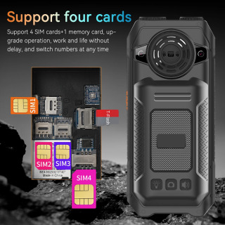 Qattiq smartfon Keksa telefon 3,5 mm telefon 2G tarmoq 4 SIM Magic Voice 2,4 dyuymli Jek Katta klaviatura