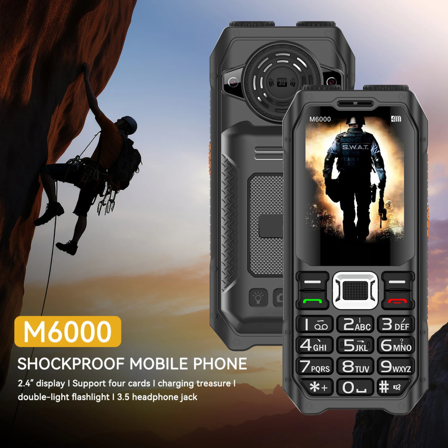 Qattiq smartfon Keksa telefon 3,5 mm telefon 2G tarmoq 4 SIM Magic Voice 2,4 dyuymli Jek Katta klaviatura