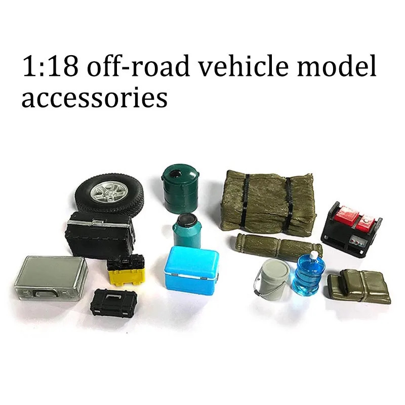 1:18 SUV aksessuarlari qismlari Asbob qutisi chelak zaxira shinalari Yog ʻtrubkasi modeli Avtomobil modeli bezaklari