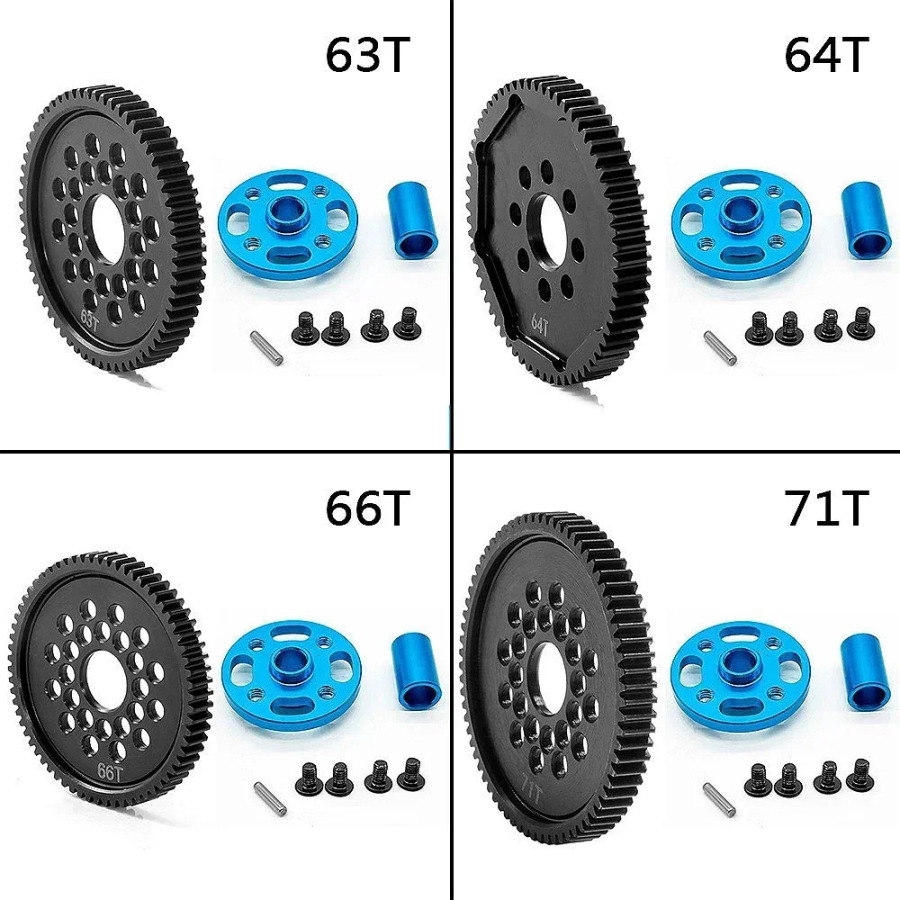 Metall 63T 64T 66T 68T 71T 54500 Tamiya TT-02 TT02 1/10 RC avtomobilni yangilash qismlari uchun pinion oʻrnatilgan yuqori tezlikli tishli uzatmalar toʻplami